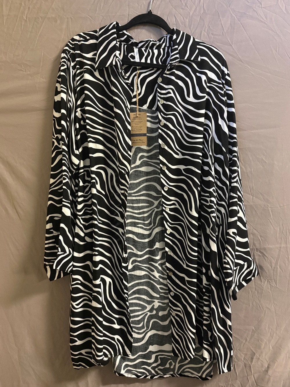 Women’s Black & White Zebra Button Up Tunic